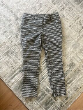 LOFT Black and White Geometric Skinny Ankle Pants